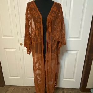 Long Lace Cardigan - Burnt Orange